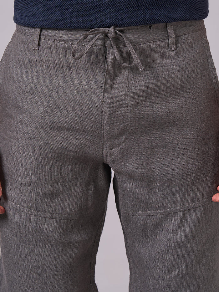Men's 100% Linen Regular Fit Shorts Slate