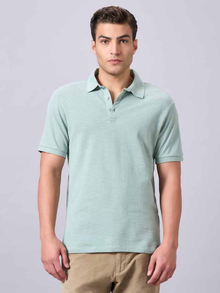 Men's 100% Organic Cotton Regular Fit Half Sleeves Polo Tshirt Green