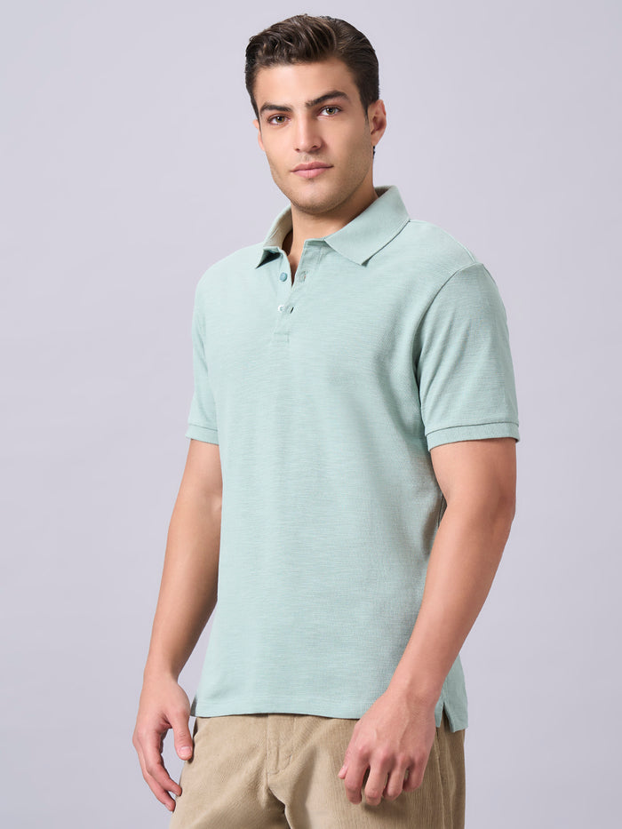 Men's 100% Organic Cotton Regular Fit Half Sleeves Polo Tshirt Green