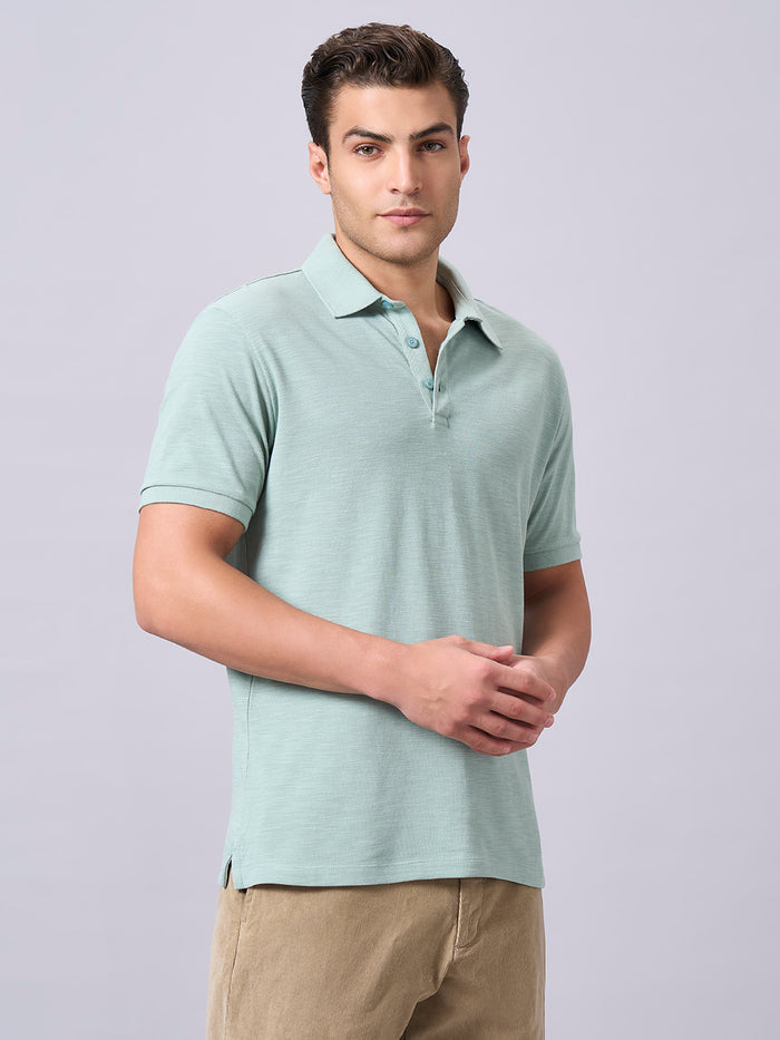 Men's 100% Organic Cotton Regular Fit Half Sleeves Polo Tshirt Green