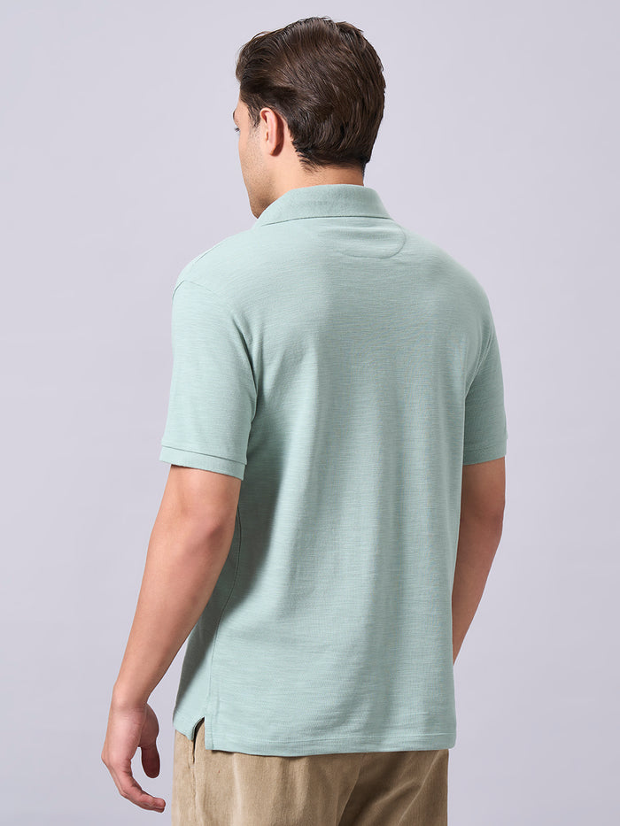 Men's 100% Organic Cotton Regular Fit Half Sleeves Polo Tshirt Green