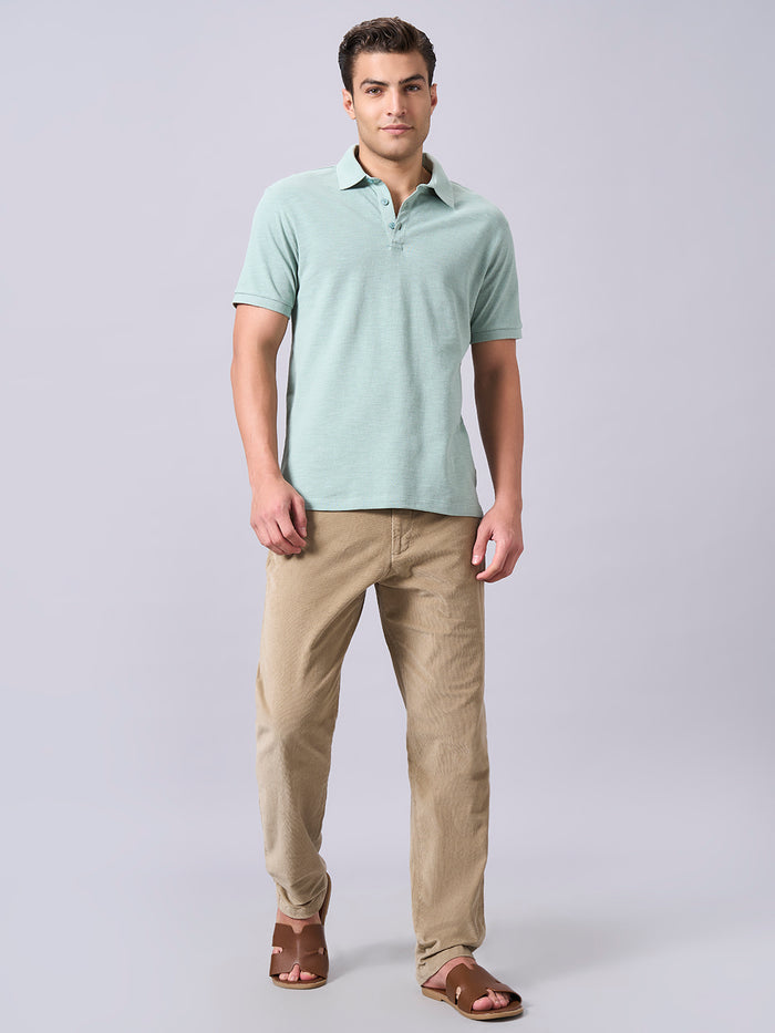 Men's 100% Organic Cotton Regular Fit Half Sleeves Polo Tshirt Green