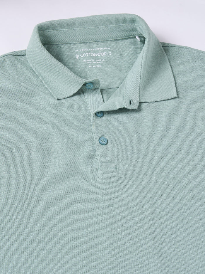 Men's 100% Organic Cotton Regular Fit Half Sleeves Polo Tshirt Green