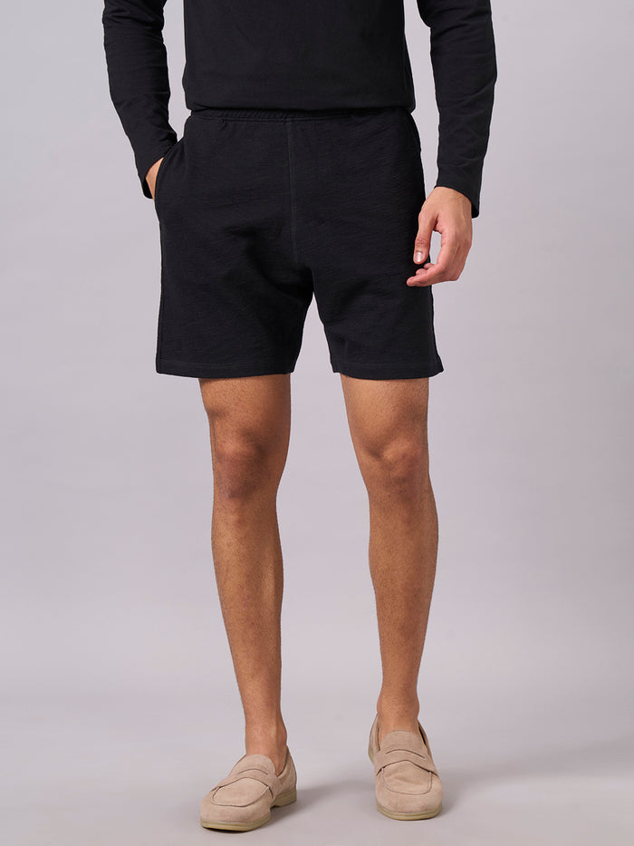 Men's 100% Organic Cotton Regular Fit Knit Shorts Black