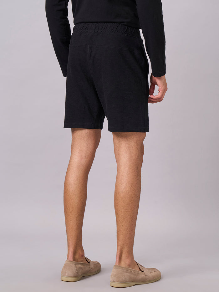 Men's 100% Organic Cotton Regular Fit Knit Shorts Black