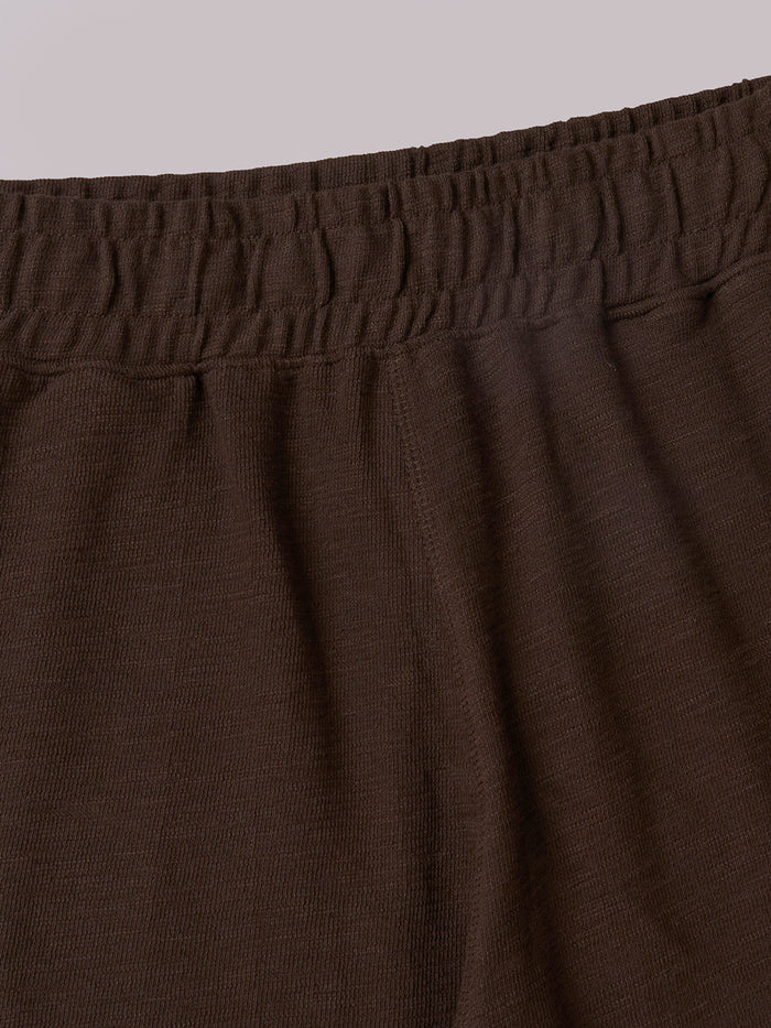 Men's 100% Organic Cotton Regular Fit Knit Shorts Brown