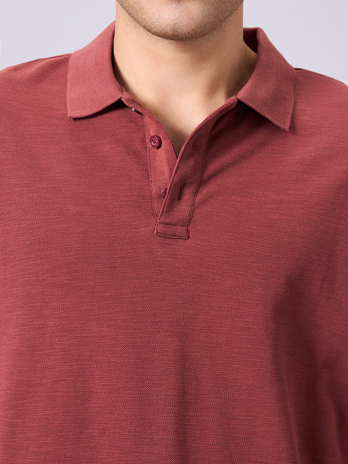 Men's 100% Organic Cotton Regular Fit Long Sleeves Polo Tshirt Red