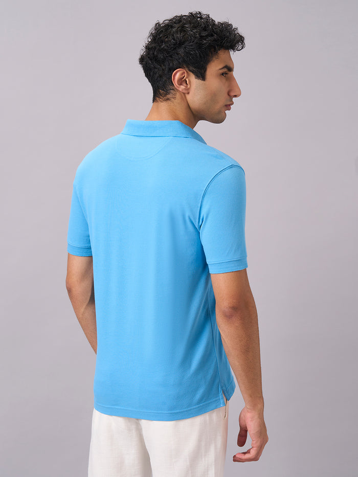 Men's 100% Organic Cotton Regular Fit Polo T-shirt Blue