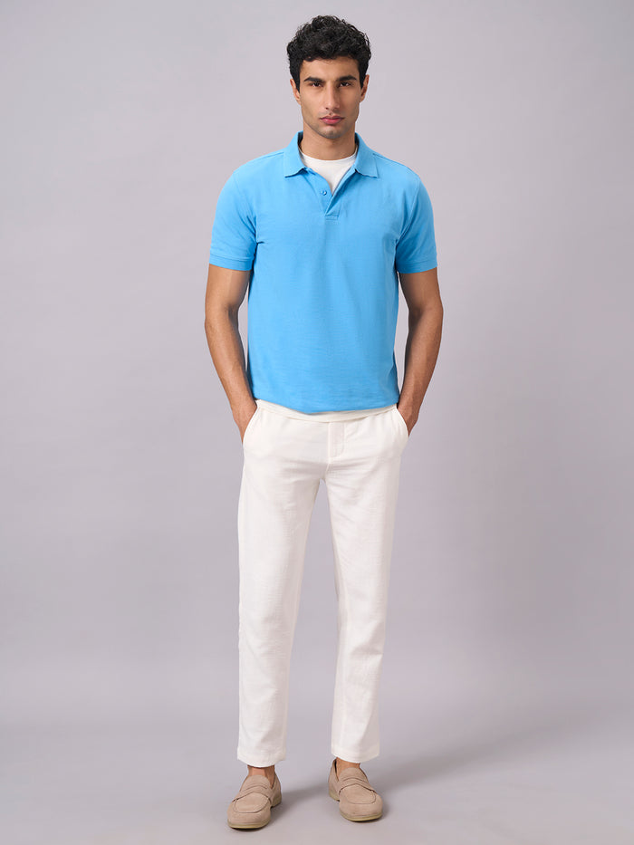 Men's 100% Organic Cotton Regular Fit Polo T-shirt Blue
