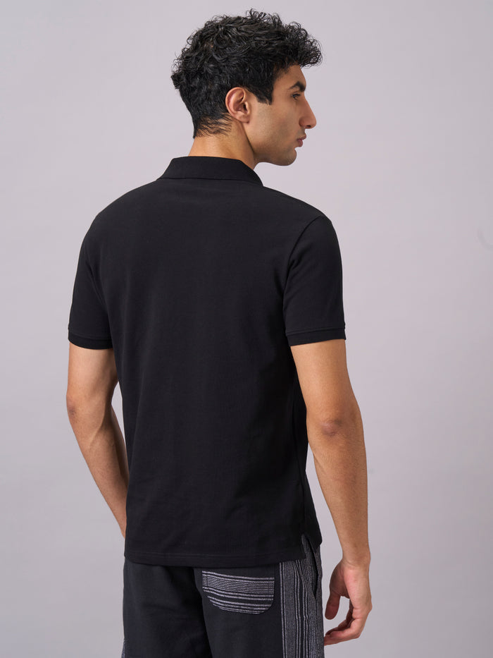 Men's 100% Organic Cotton Regular Fit Polo Tshirt Black