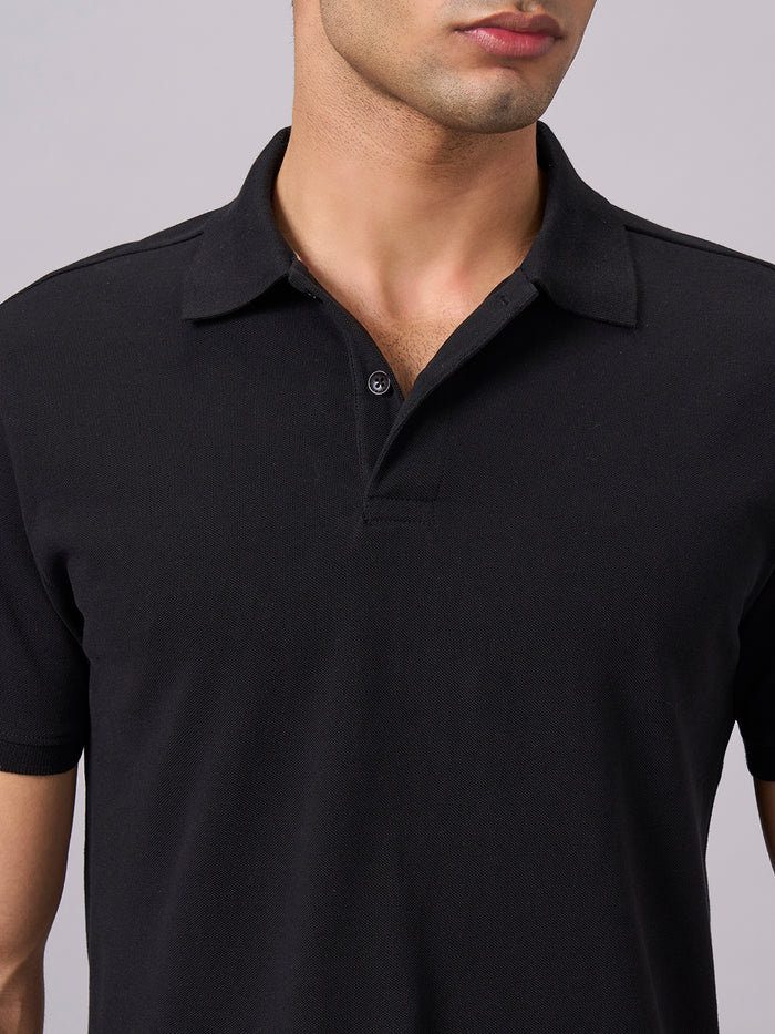 Men's 100% Organic Cotton Regular Fit Polo Tshirt Black