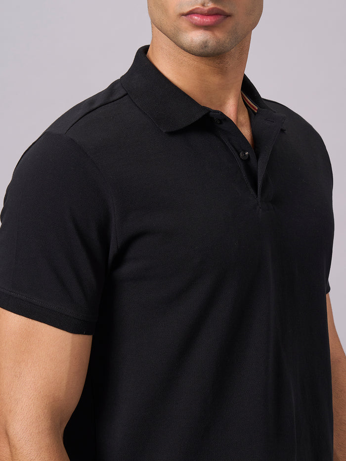 Men's 100% Organic Cotton Regular Fit Polo Tshirt Black
