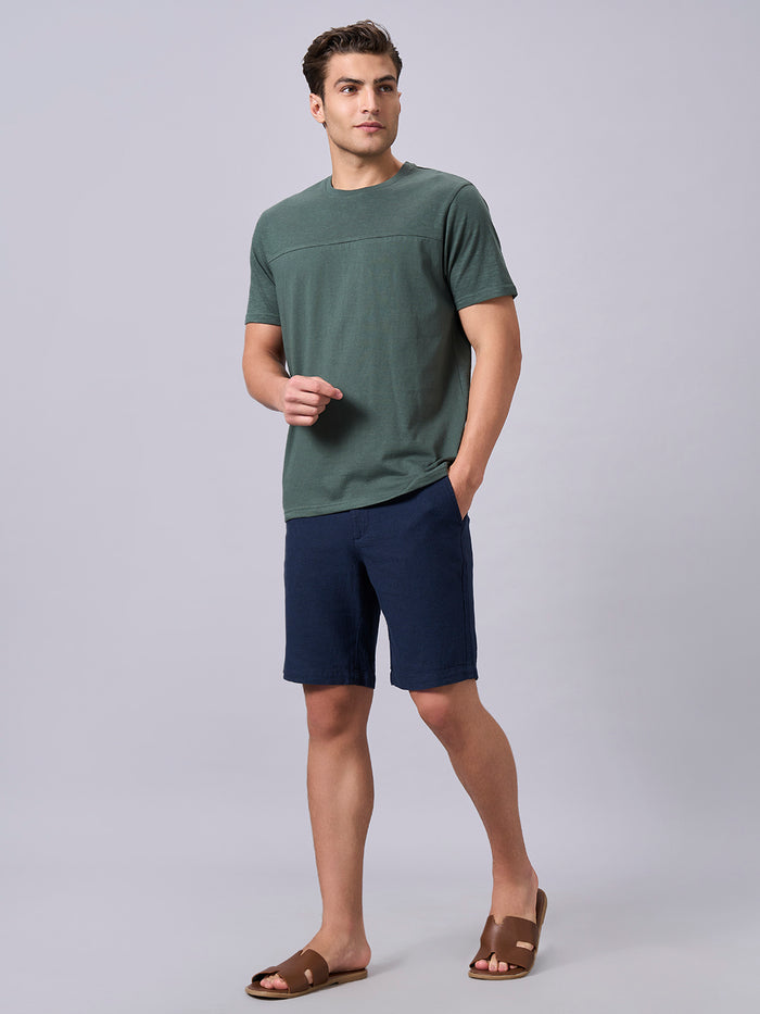 Men's 100% Organic Cotton Regular Fit Round Neck Solid Tshirt Green