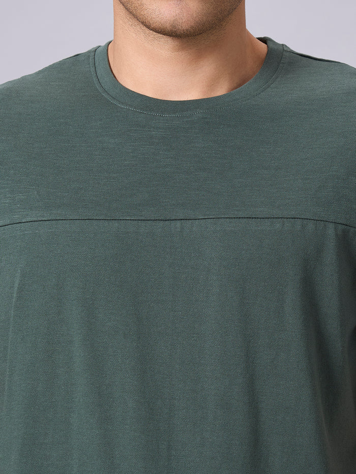 Men's 100% Organic Cotton Regular Fit Round Neck Solid Tshirt Green