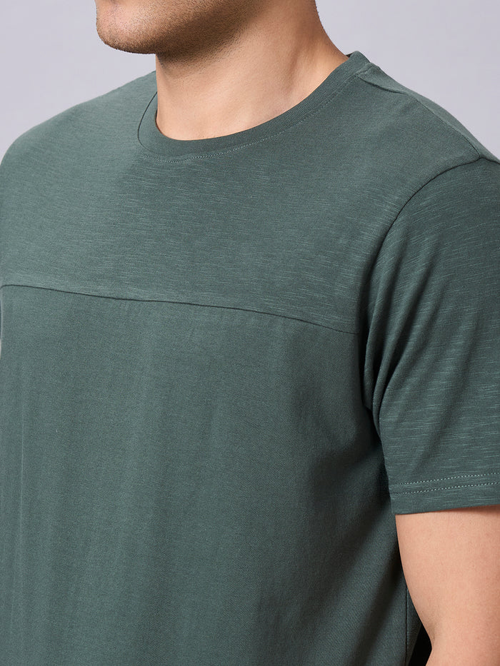 Men's 100% Organic Cotton Regular Fit Round Neck Solid Tshirt Green
