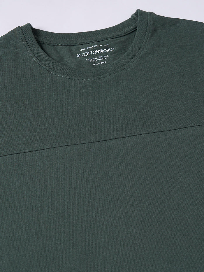Men's 100% Organic Cotton Regular Fit Round Neck Solid Tshirt Green