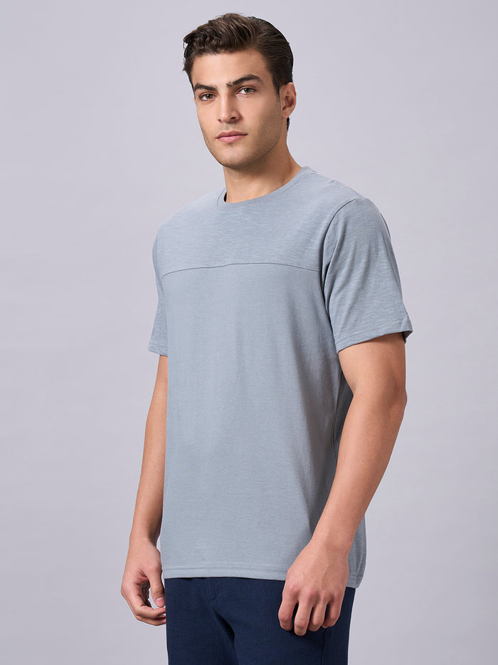 Men's 100% Organic Cotton Regular Fit Round Neck Solid Tshirt Grey