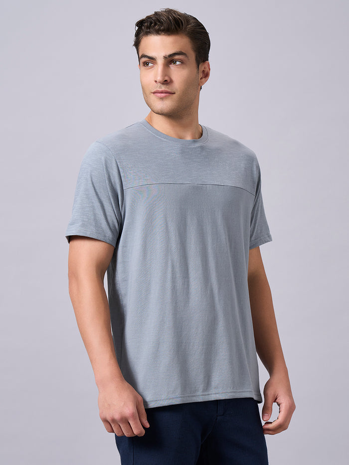 Men's 100% Organic Cotton Regular Fit Round Neck Solid Tshirt Grey