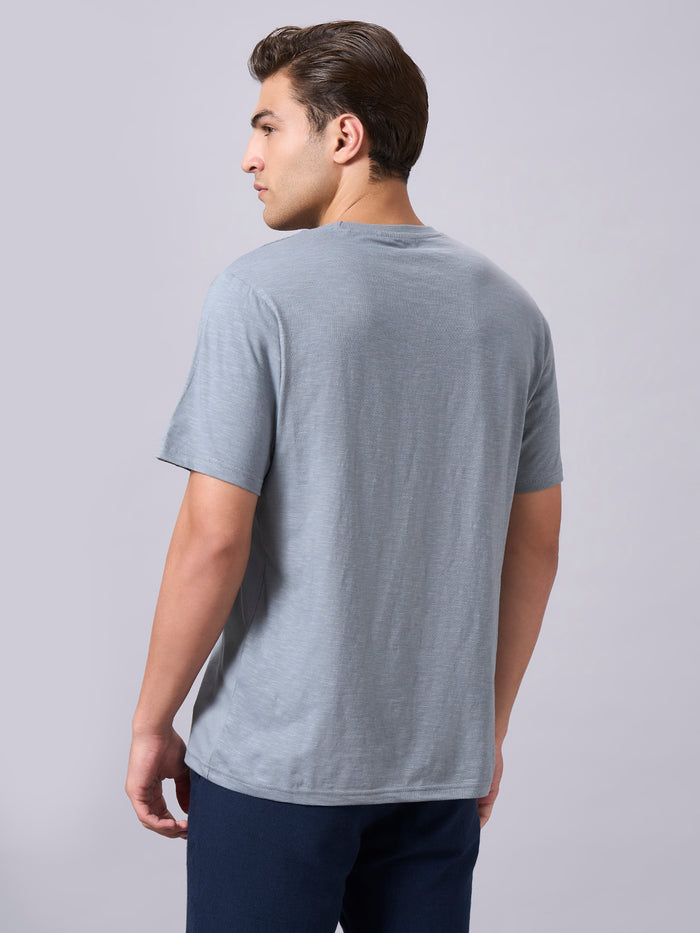 Men's 100% Organic Cotton Regular Fit Round Neck Solid Tshirt Grey