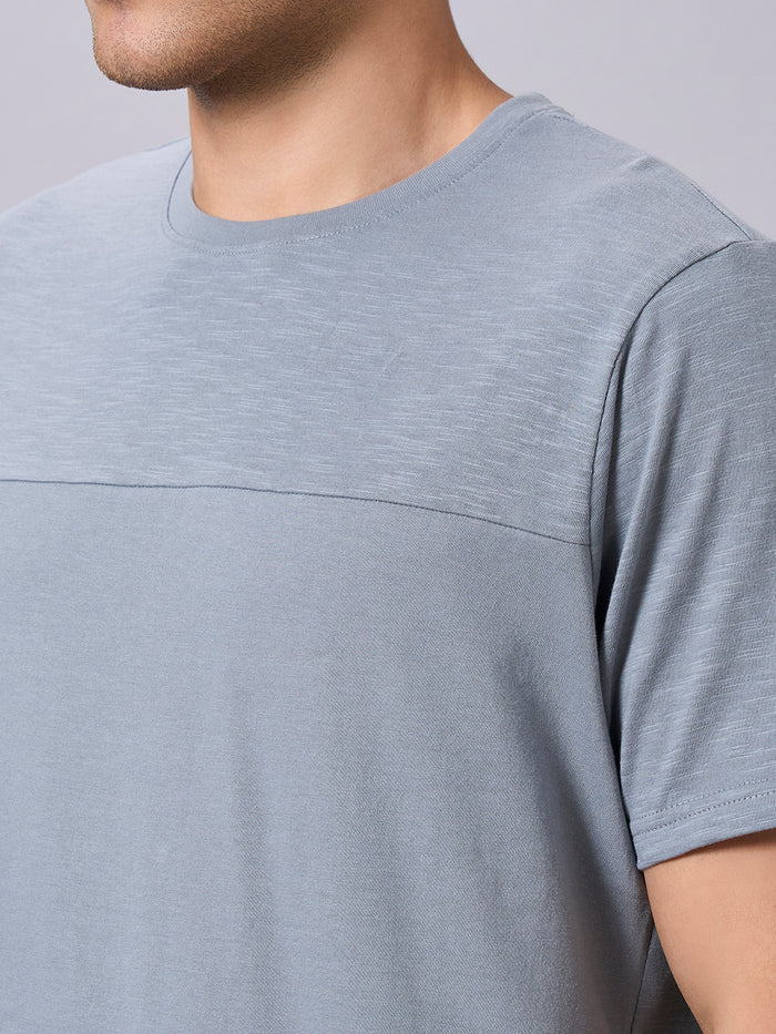 Men's 100% Organic Cotton Regular Fit Round Neck Solid Tshirt Grey