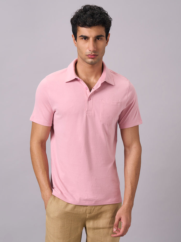 Men's 100% Organic Cotton Regular Fit Tshirt Light Pink