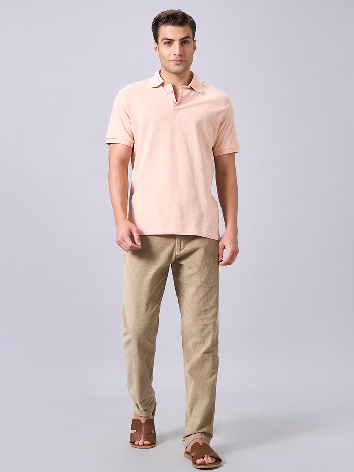 Men's 100% Organic Cotton Regular Fit Tshirt Peach