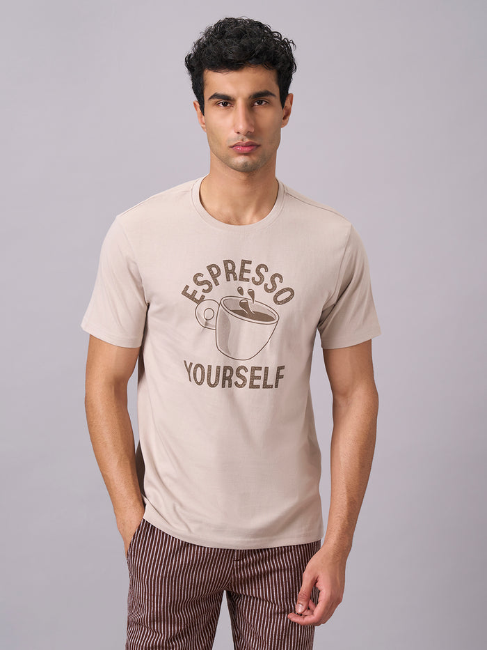Men's 100% Organic Cotton Regular Fit Tshirt Sand