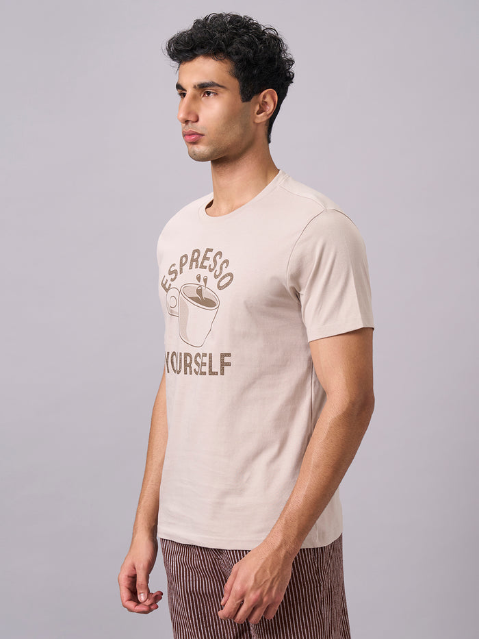 Men's 100% Organic Cotton Regular Fit Tshirt Sand