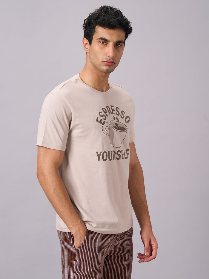 Men's 100% Organic Cotton Regular Fit Tshirt Sand