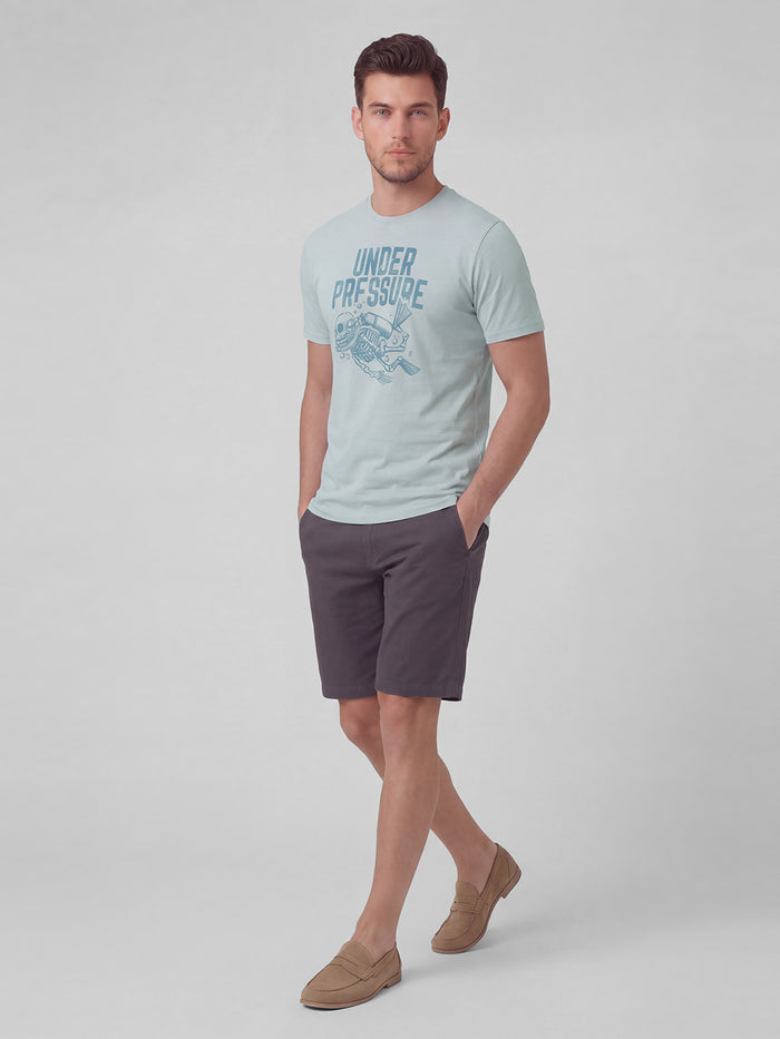 Men's 100% Organic Cotton Round Neck Regular Fit Graphic Tshirt Grey