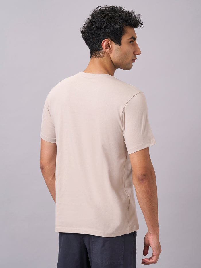 Men's 100% Organic Cotton Round Neck Regular Fit Tshirt Sand