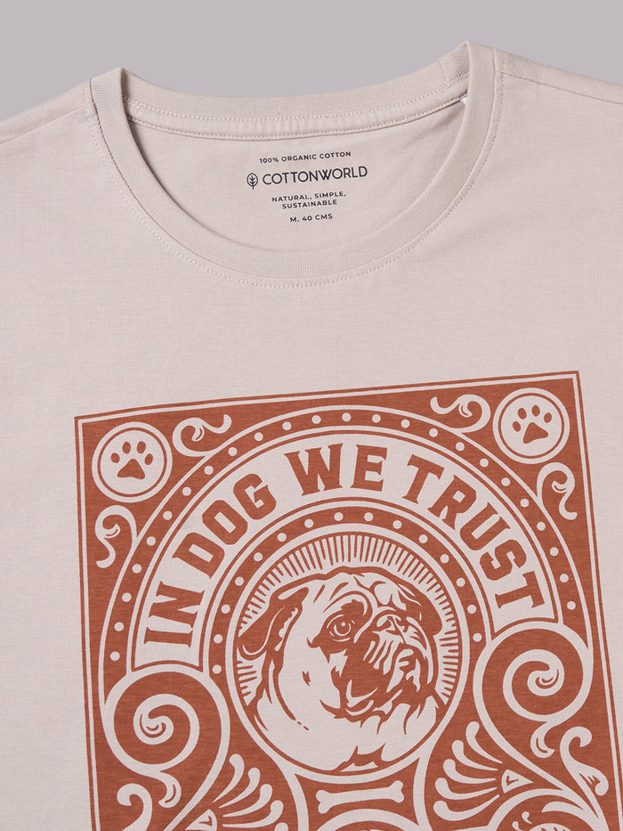 Men's 100% Organic Cotton Round Neck Regular Fit Tshirt Sand