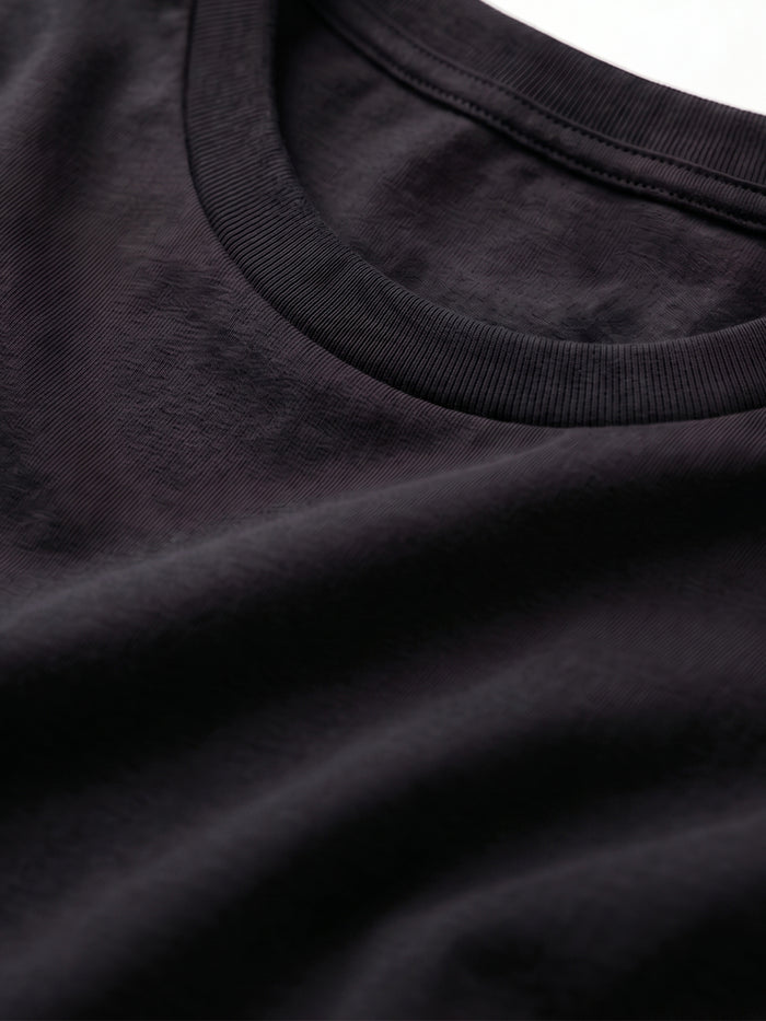 Men's Black Cotton Bamboo Elastane Regular Fit Tshirt