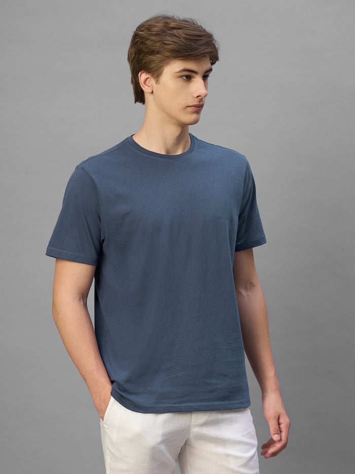 Men's Blue 100% Organic Cotton Regular Fit Tshirt