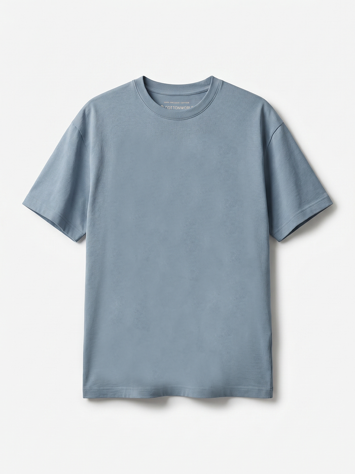 Men's Blue 100% Organic Cotton Regular Fit Tshirt
