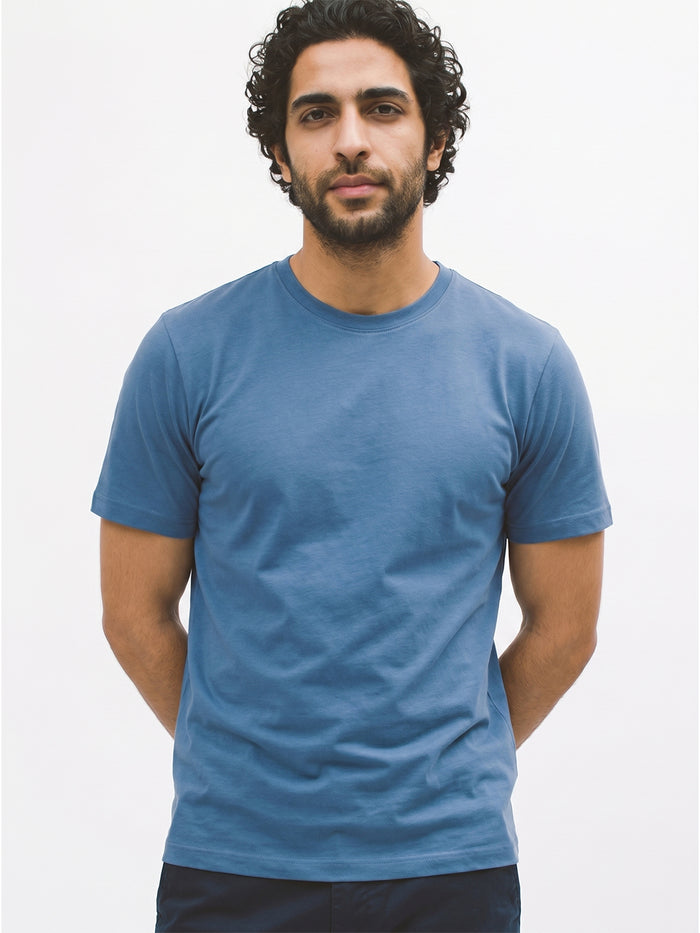Men's Blue Cotton Bamboo Elastane Regular Fit Tshirt