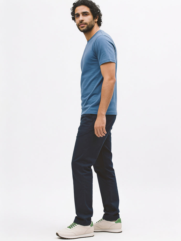 Men's Blue Cotton Bamboo Elastane Regular Fit Tshirt