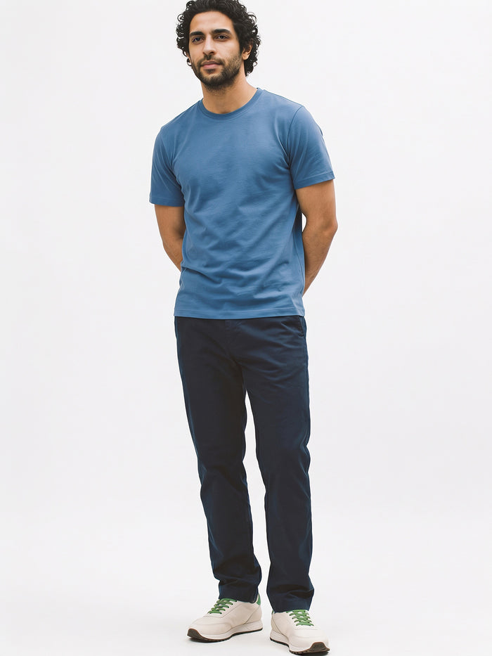 Men's Blue Cotton Bamboo Elastane Regular Fit Tshirt