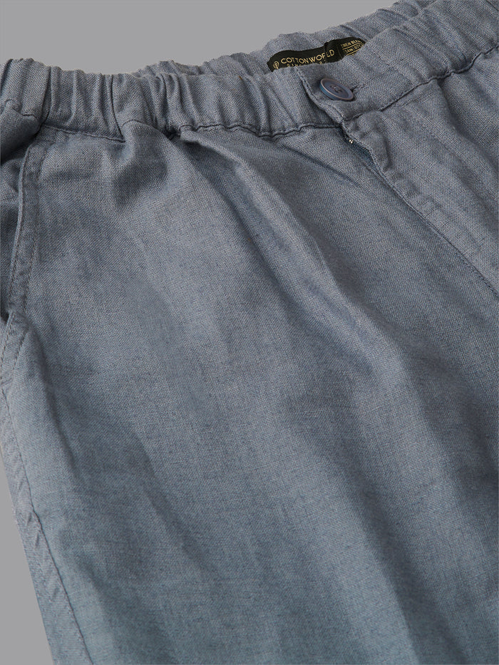 Men's Blue Cotton Linen Regular Fit Pant