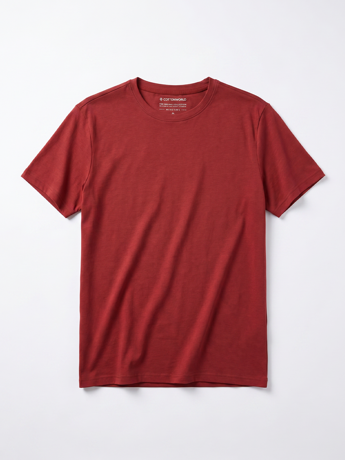 Men's Brick Cotton Bamboo Elastane Regular Fit Tshirt