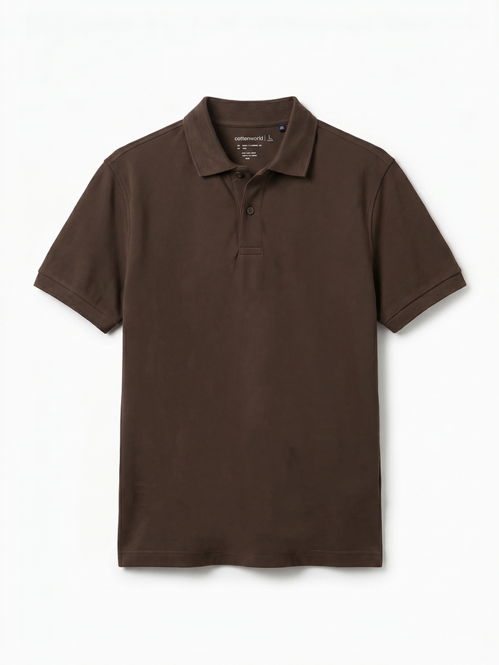 Men's Brown Cotton Elastane Slim Fit Tshirt