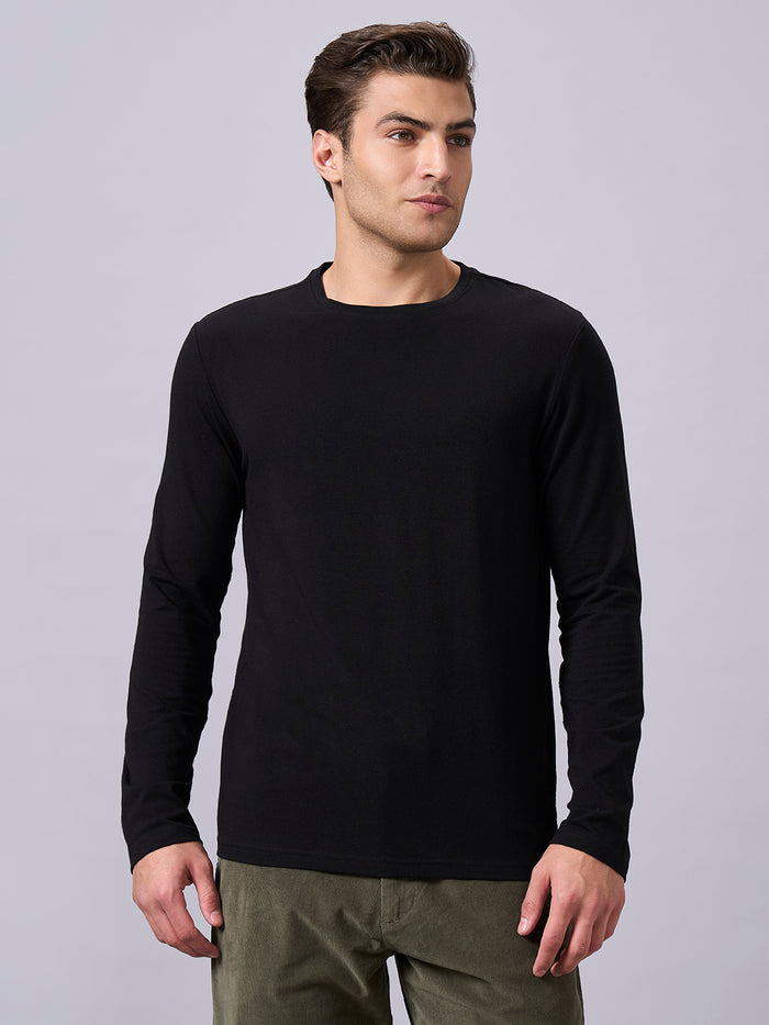 Men's Cotton Bamboo Elastane Regular Fit T-shirt Black