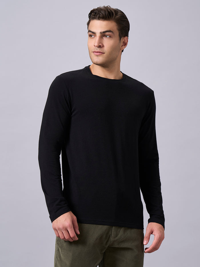 Men's Cotton Bamboo Elastane Regular Fit T-shirt Black