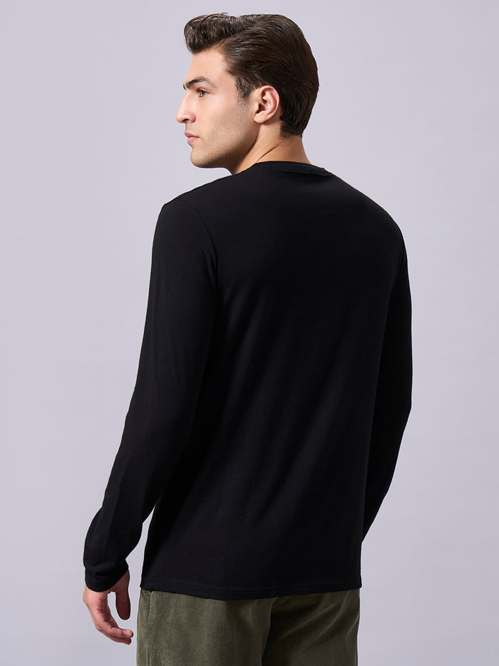 Men's Cotton Bamboo Elastane Regular Fit T-shirt Black