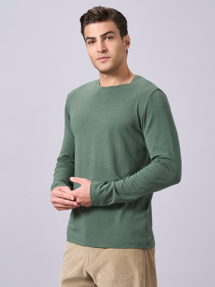 Men's Cotton Bamboo Elastane Regular Fit T-shirt Olive