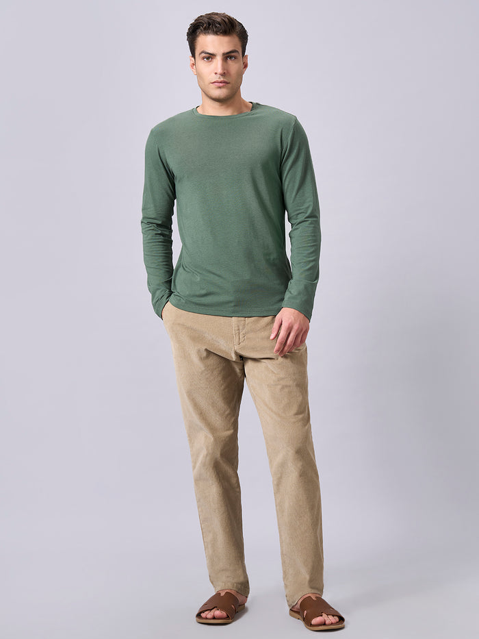 Men's Cotton Bamboo Elastane Regular Fit T-shirt Olive