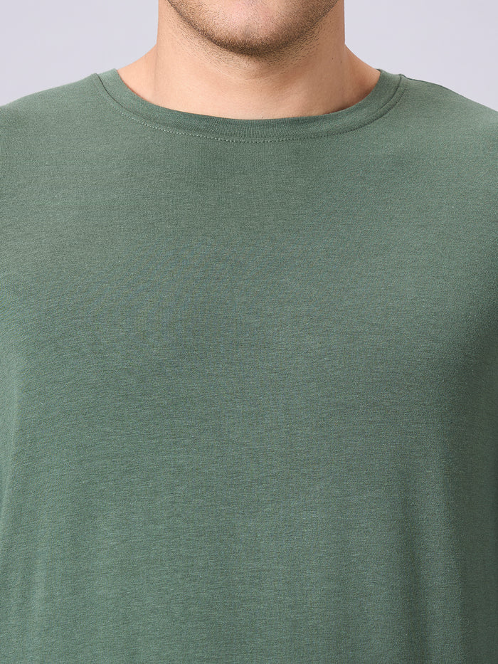 Men's Cotton Bamboo Elastane Regular Fit T-shirt Olive