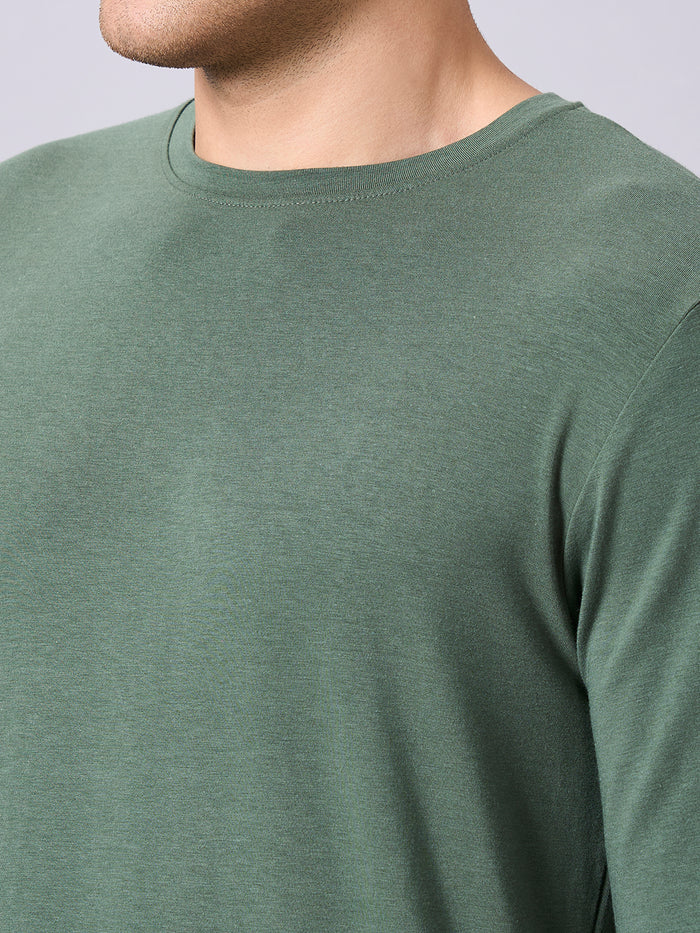 Men's Cotton Bamboo Elastane Regular Fit T-shirt Olive