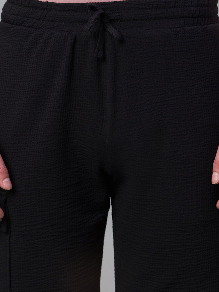 Men's Cotton Elastane Regular Fit Knit Shorts Black