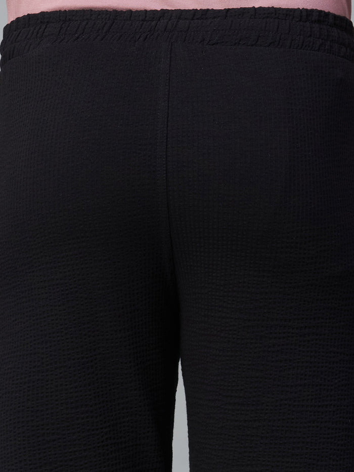 Men's Cotton Elastane Regular Fit Knit Shorts Black